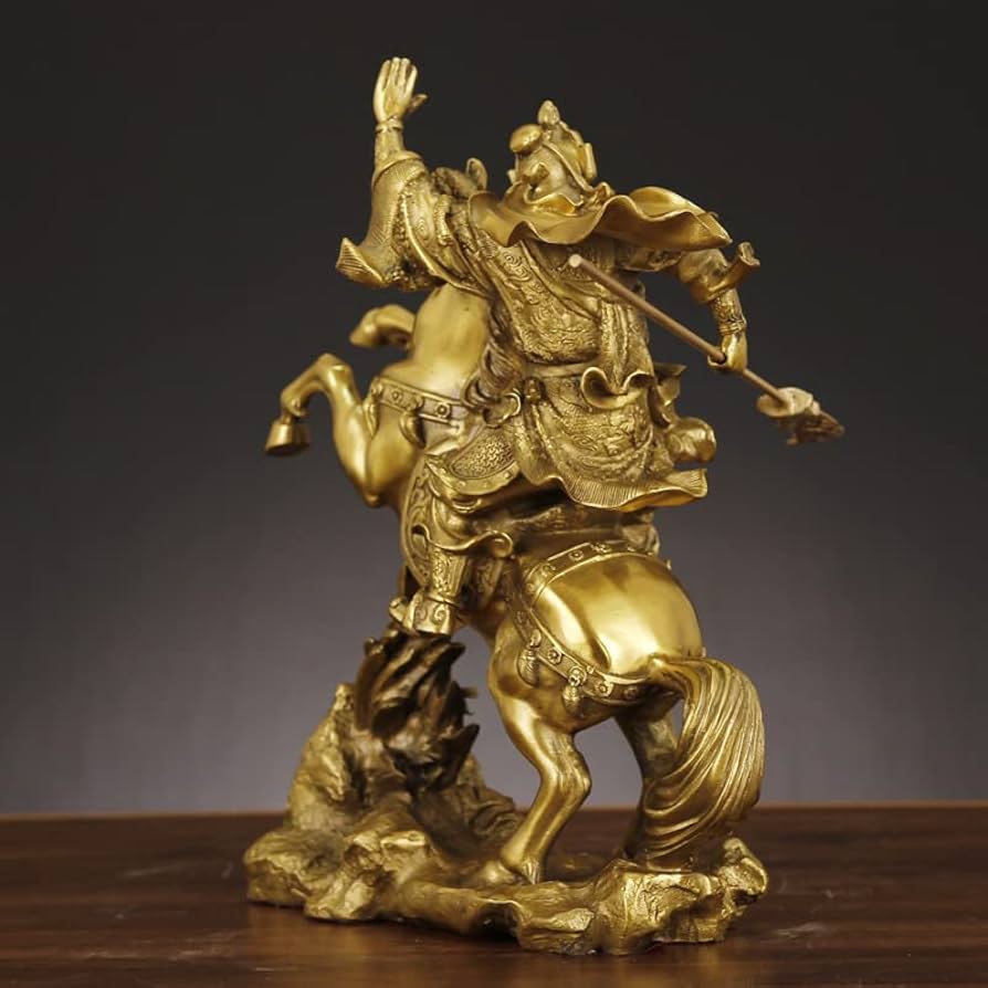 關公武将像 高約48cm 威武站姿關公-陶塑石